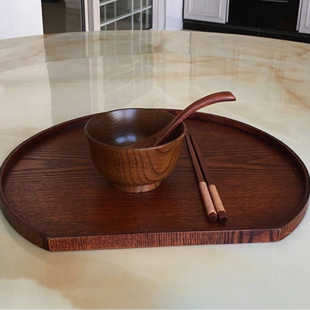 Korean wood charger  moon shape